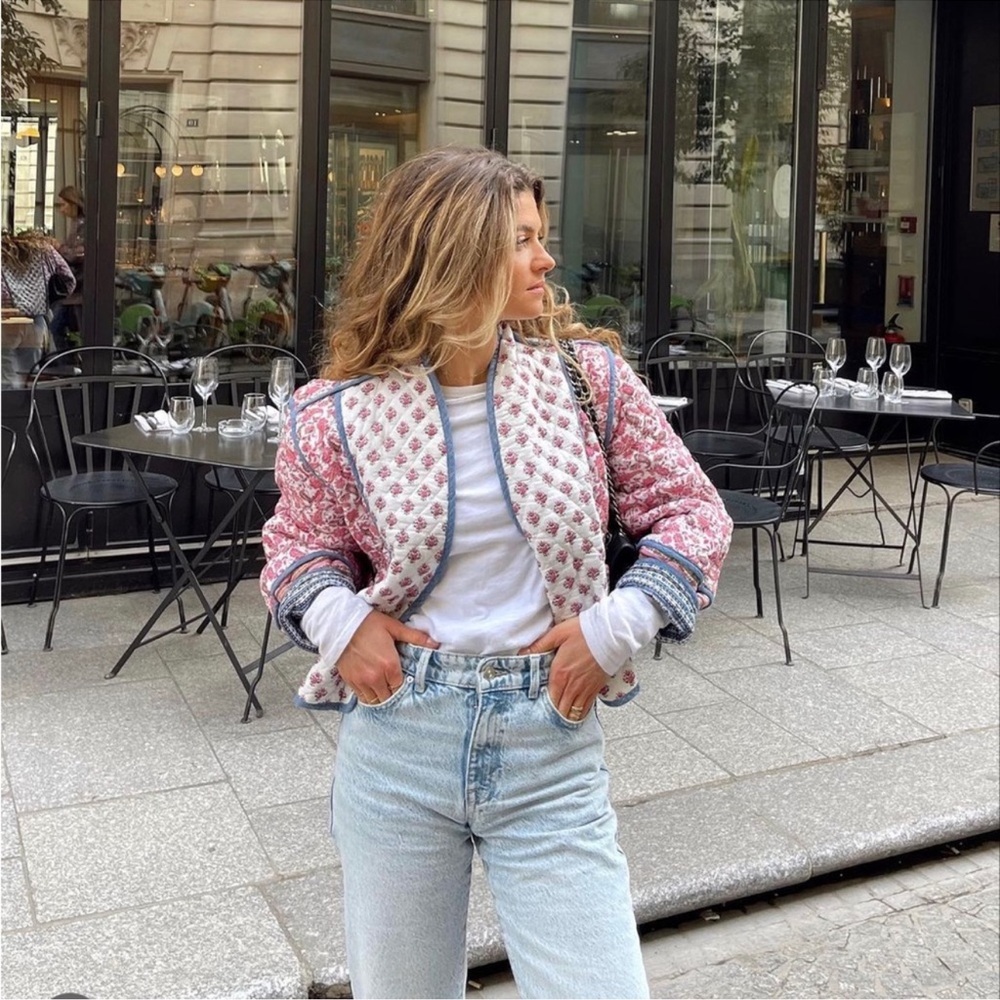 Mango Pink and White Floral Bomber Jacket - Picture 2 of 6